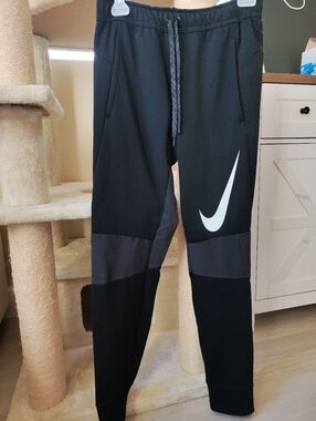 Nike DRI-FIT Black Joggers with White Swoosh